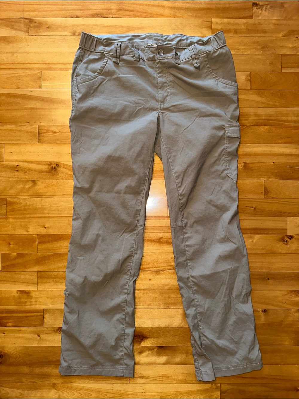 Duluth Trading Womens 16x33 Tan Hiking Cargo Pants Stretch Nylon Outdoor Tall